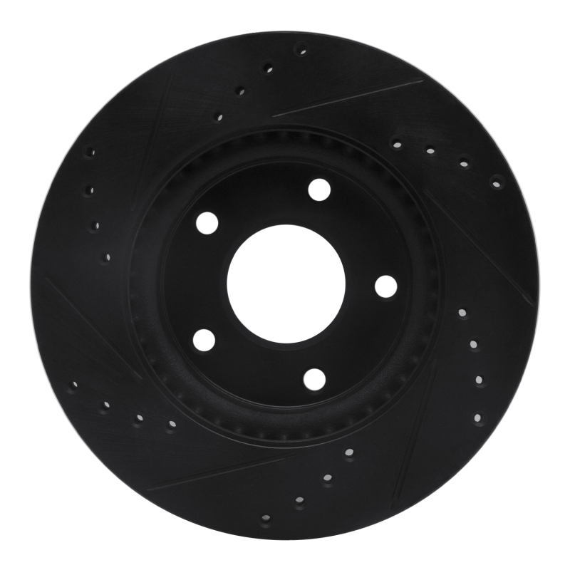 Nissan Sentra Brake Rotor (1) - Front Right - R1 Concepts - Drilled & Slotted - Black - `13-`19